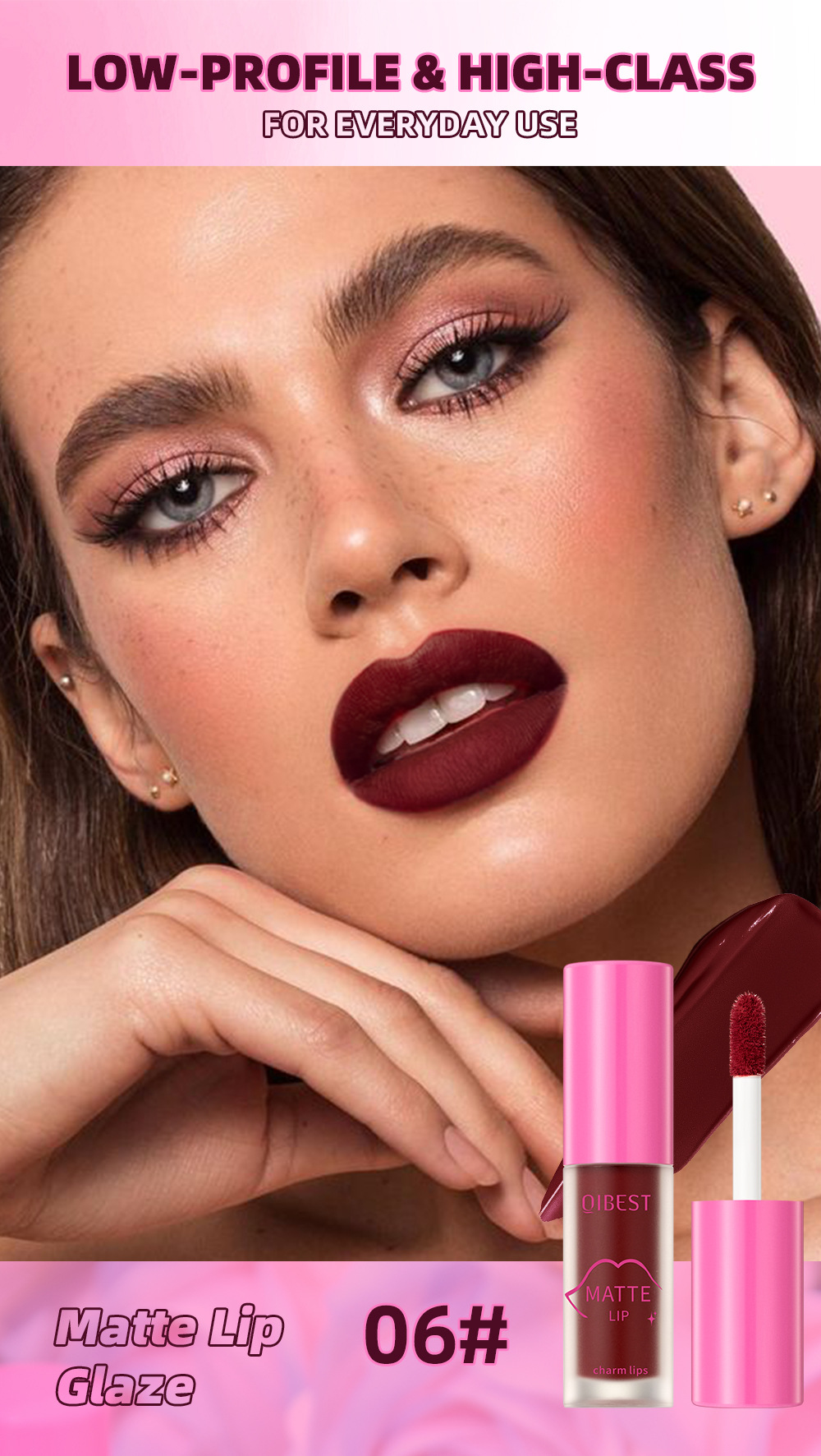 QIBEST Cross-border Smooth matte Lip Gloss, non-stick, non-fading, waterproof, moisturizing and long-lasting matte lip gloss undefined