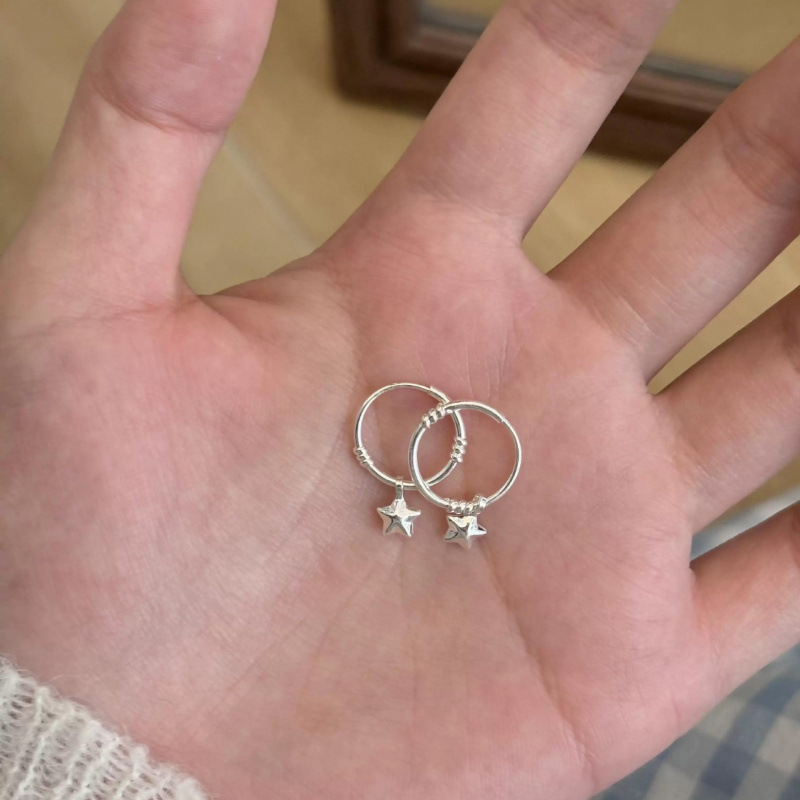 Exquisite Star Hoop Stud Earrings For Women Light Luxury Design_voghion.com