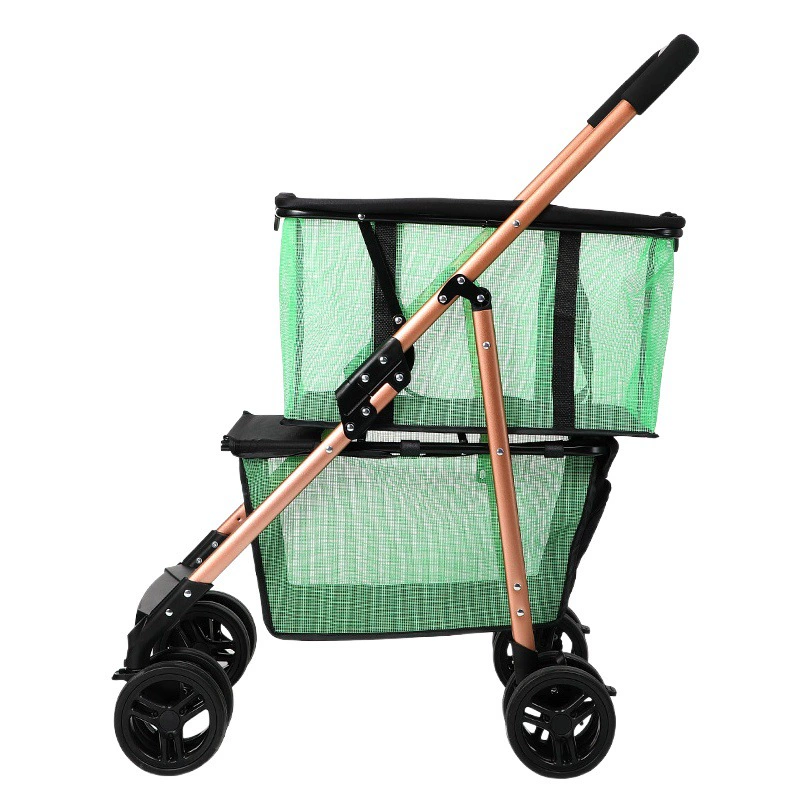 Популярная коляска для животных от Amazon, складывающаяся в один клик, тележка для покупок с двойным отделением, корзина для пикника и кемпинга