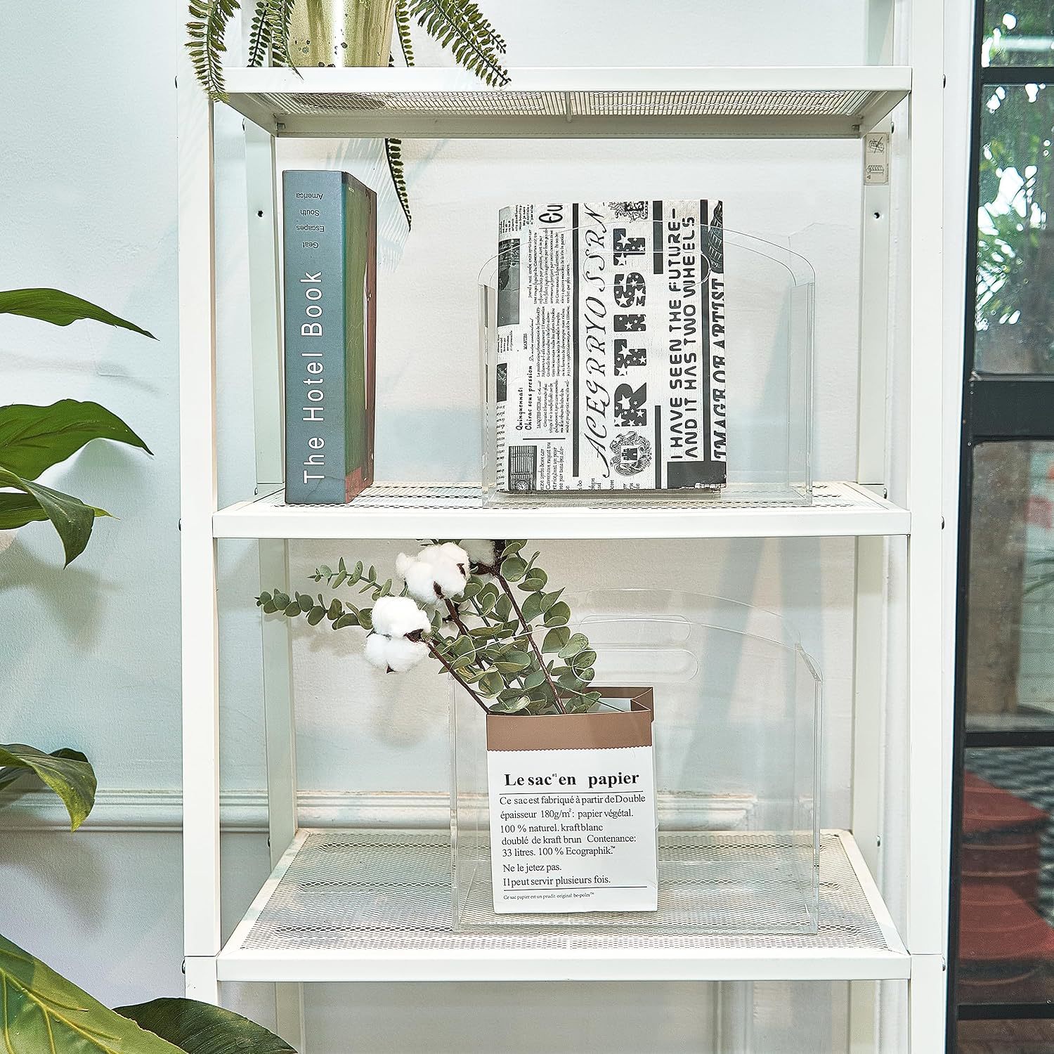 亚克力杂志支架透明杂志架现代杂志架地架杂志展示篮带把手