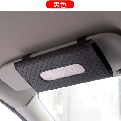 Car-mounted tissue box, hanging sun visor leather tissue bag, car tissue box, car sun visor mask storage box (Car tissue box/set) - black-diamond-pattern