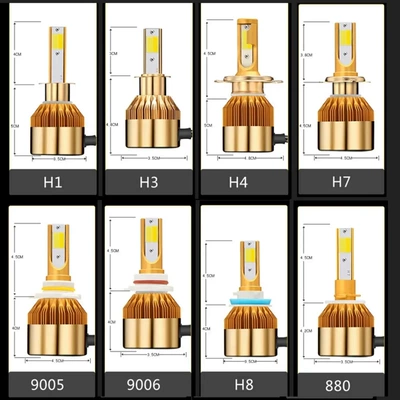 New Car Led Headlights Dual-Color H7 Led Lights Yellow and White Integrated High and Low Beam H4 H11 Fog Light Bulbs (Ön faralar) - gold-c6-h11