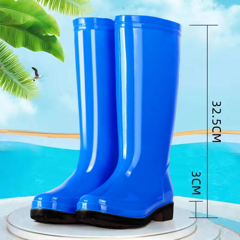 Zapatas de lluvia de mujer, zapatos de agua de alto cilindro, zapatos de goma de protección contra el trabajo, bonitas botas de agua, cocina para adultos