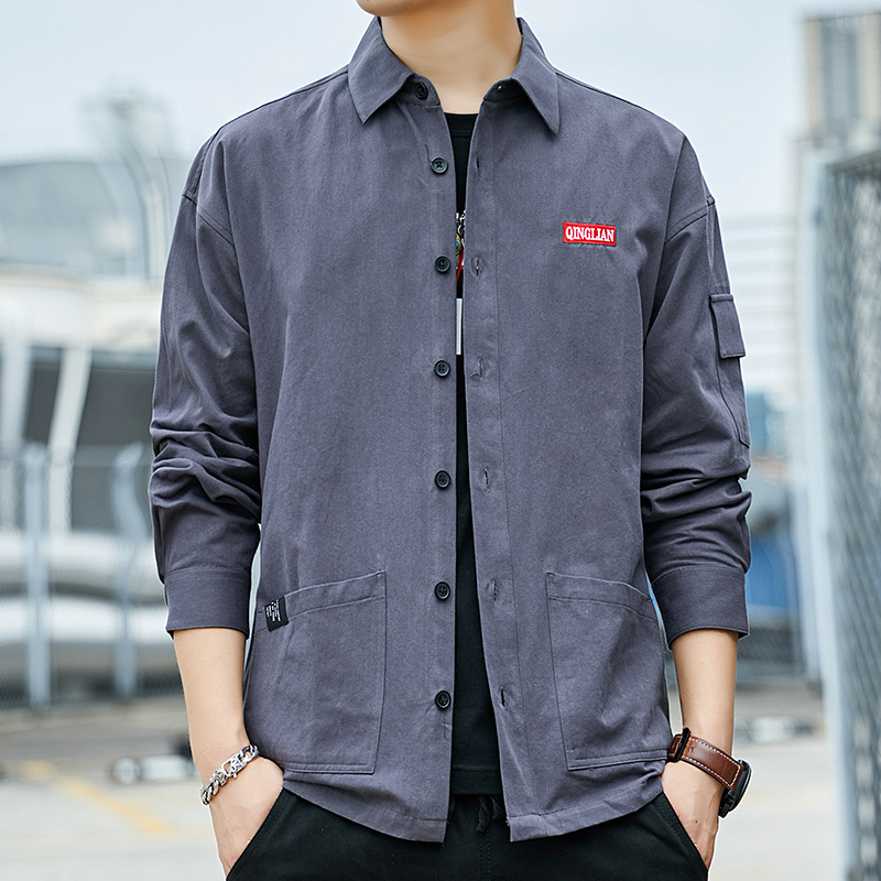 Camisa de manga larga de los hombres de estilo coreano casual capa artística de los hombres ropa de trabajo camisa suelta nueva superior de algodón puro