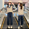 girl Autumn Sweaters Vest High collar Base coat Three CUHK Jeans Sweater sweater suit