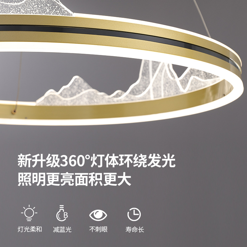 後現代雪山吊燈客廳北歐輕奢簡約創意圓環別墅大廳樣板房山水吊燈