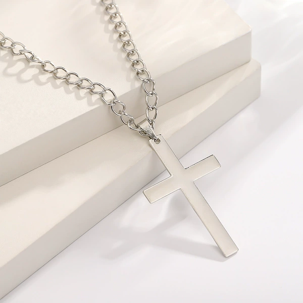 White K light cross necklace
