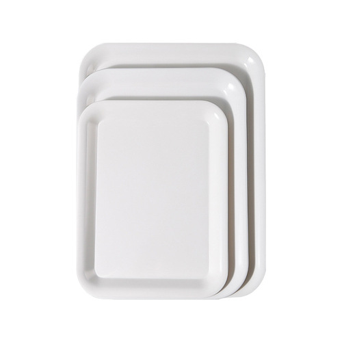 White melamine rectangular tray restaurant canteen hotel commercial imitation porcelain plastic binaural serving pp tray dinner plate