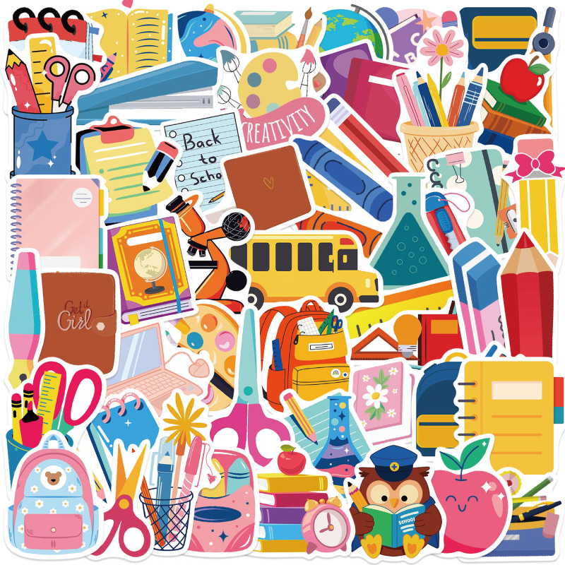 50 Cartoon Back-To-School Season Graffiti Stickers for Decorating Guitars, Notebooks, Suitcases, DIY Waterproof, Cross-Border Wholesale Available 50 Cartoon Back-To-School Season Graffiti Stickers for Decorating Guitars, Notebooks, Suitcases, DIY Waterproof, Cross-Border Wholesale Available