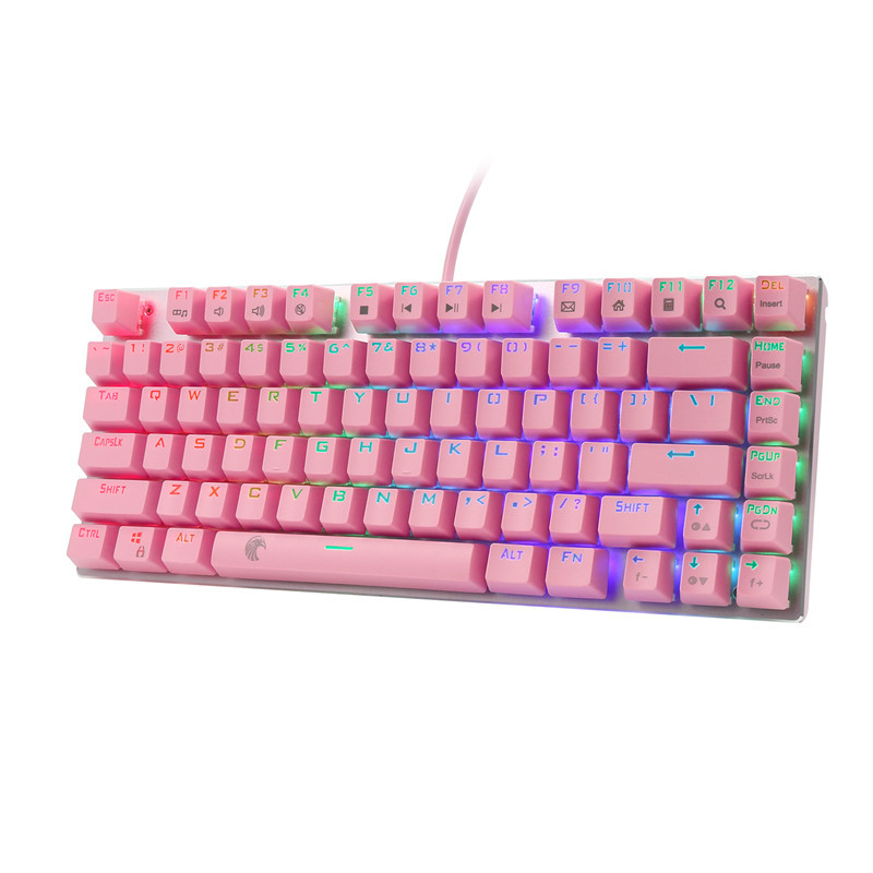 E element Z88 81 key mechanical pink illuminated keyboard, laptop, desktop computer, office game_voghion.com