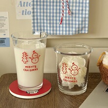 新年圣诞节雪人玻璃杯冬日氛围感水杯少女心早餐杯高颜值牛奶杯