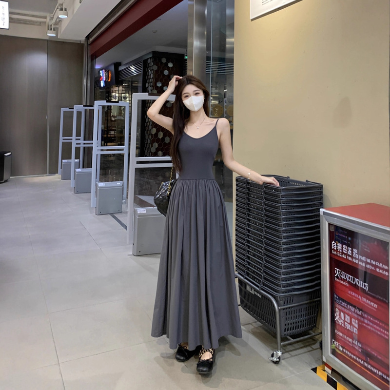 大码韩系氛围感设计绑带长袖T恤上衣+吊带连衣裙两件套女秋季|undefined