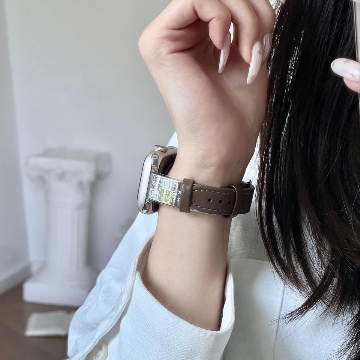 Suitable for Huawei Bracelet 10 Replacement Wristband Xiaomi Band9Pro Watch Strap Kt Metal Curved Piece with Denim Leather