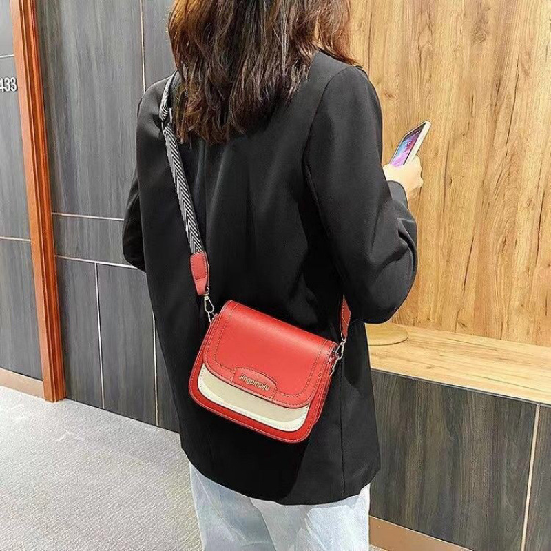 新款甜美撞色PU女感磁扣小方包潮斜挎包|undefined