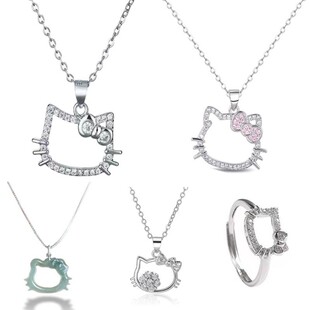 Cartoon Kitty Cat Diamond Necklace Fashionable Girly Heart Student Bestie Clavicle Chain Niche Design Sweater Chain