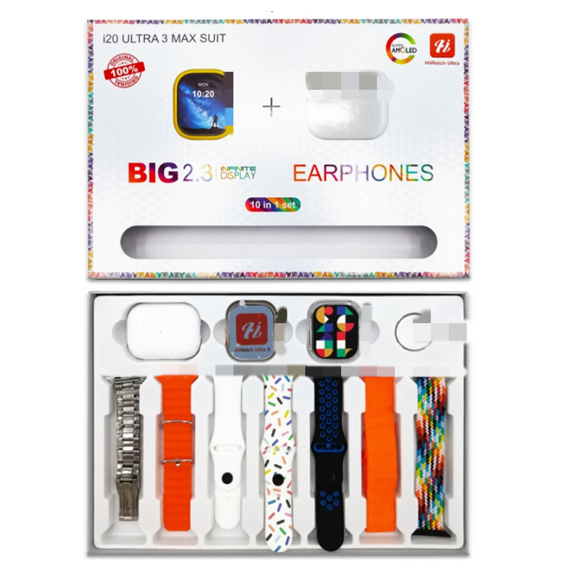 Cross-Border Hot-Selling I20 Ultra3 Max Suit Smartwatch 10-in-1 with Huaqiangbei 5Th Generation Bluetooth Headset