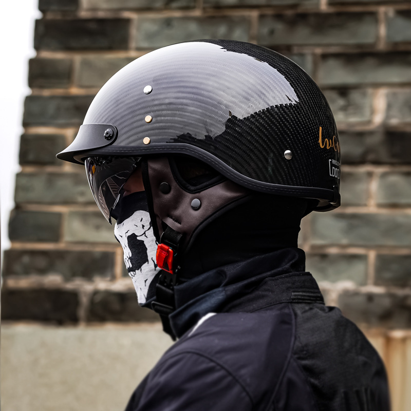 Casco de fibra de carbono certificado 3c personalizado fábrica OEM retro medio casco de motocicleta casco de seguridad motocicleta casco de pala de motocicleta