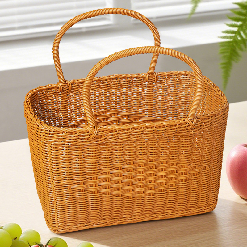 Cestas de picnic de tela de tela china, cestas de compras, cestas de almacenamiento de mano, cestas de recolección de frutas