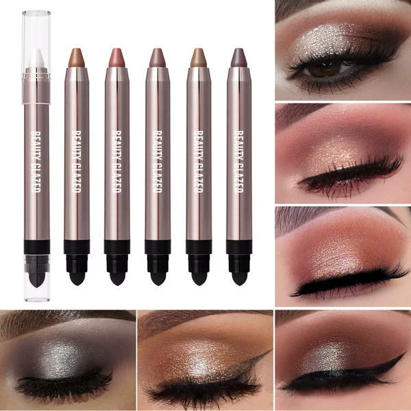 Beauty Glazed Double-Ended High-Gloss Eye Shadow Pen Pearlescent Contouring and Brightening Lazy Silkworm Eye Shadow Stick Eye Shadow Cross