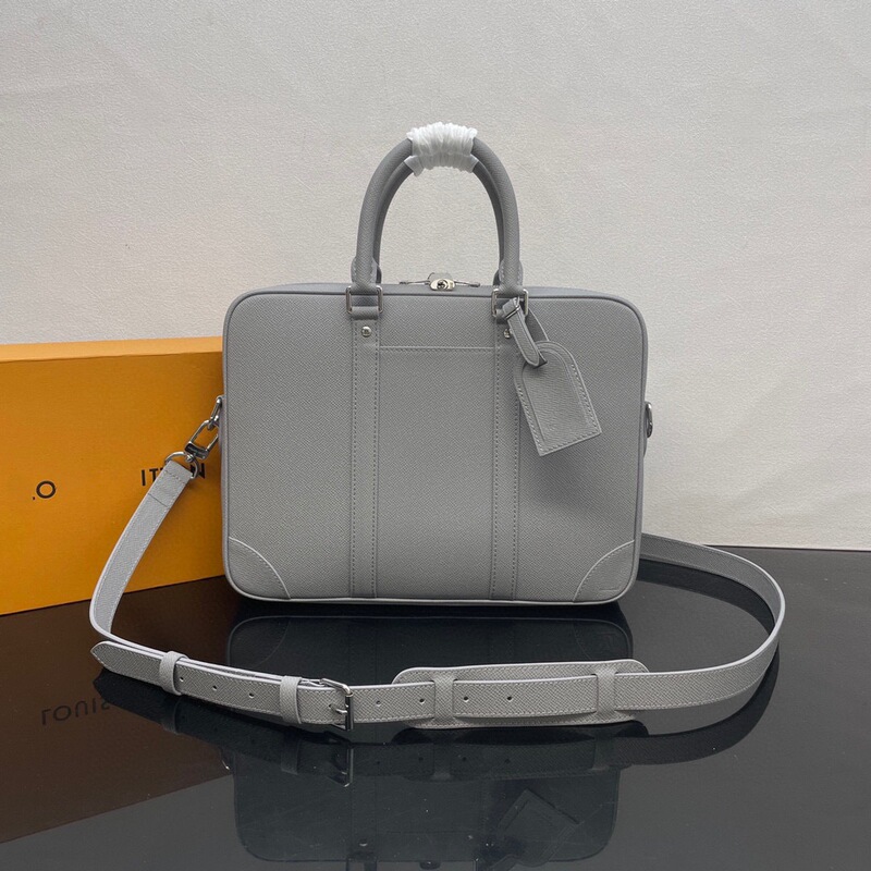 L Donkey Men's Single-Shoulder Crossbody Bag Ta?Ga Gray Luxury Grain Leather New Style Briefcase High Quality L Donkey Men's Single-Shoulder Crossbody Bag Ta?Ga Gray Luxury Grain Leather New Style Briefcase High Quality