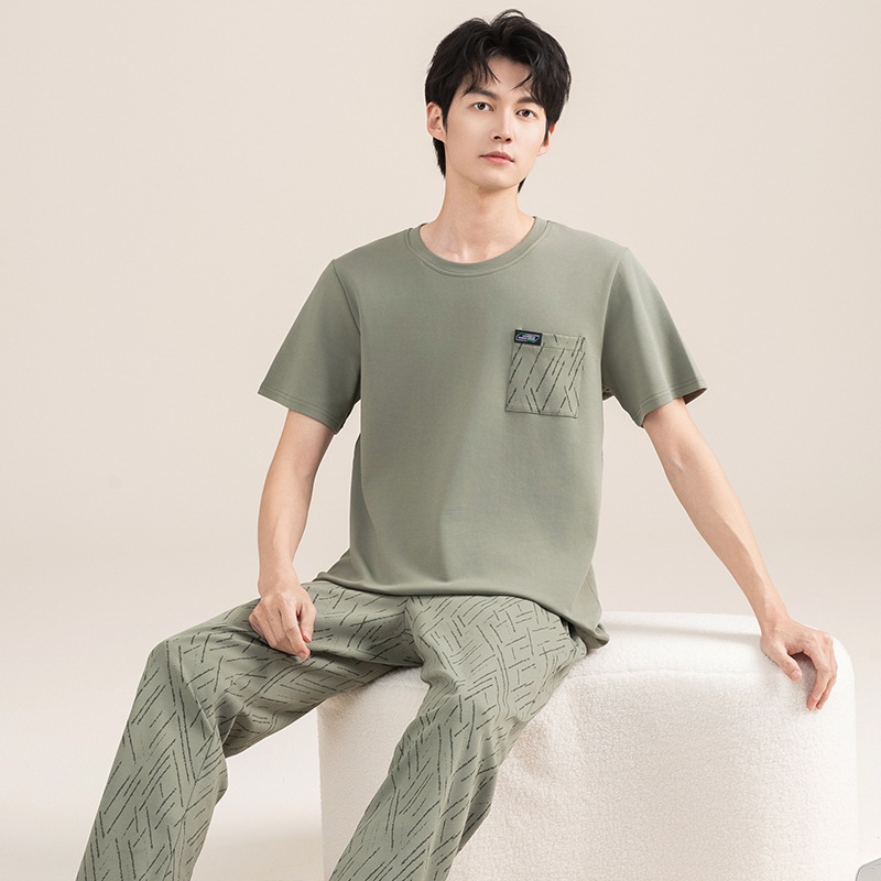 Pijamas de verano de algodón para hombres pantalones de manga corta delgados 2025 nuevo algodón de verano chaqueta se puede usar en casa