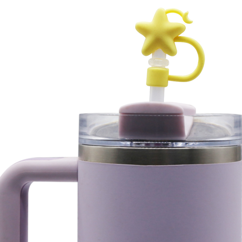 Nuevo producto Transfronterizo Amazon 8-10mm grado de protección ambiental tapa de pajita de PVC cubierta protectora de tubo a prueba de polvo de dibujos animados tridimensional