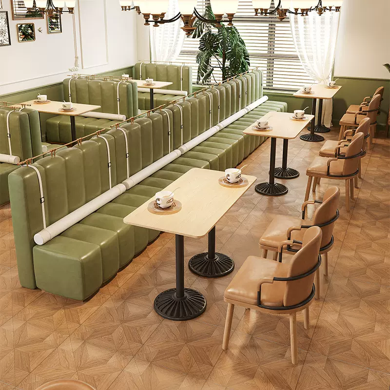 定制主题餐厅靠墙卡座沙发定制茶餐厅餐饮店西餐厅牛排店商用桌椅