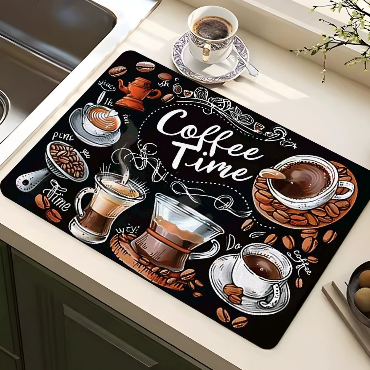 Трансграничные американские коврики для кофемашины слитые коврики впитывают воду, противоскользящие столовые коврики износостойкие и легко очищающие кухонные диатомовые грязевые коврики на складе