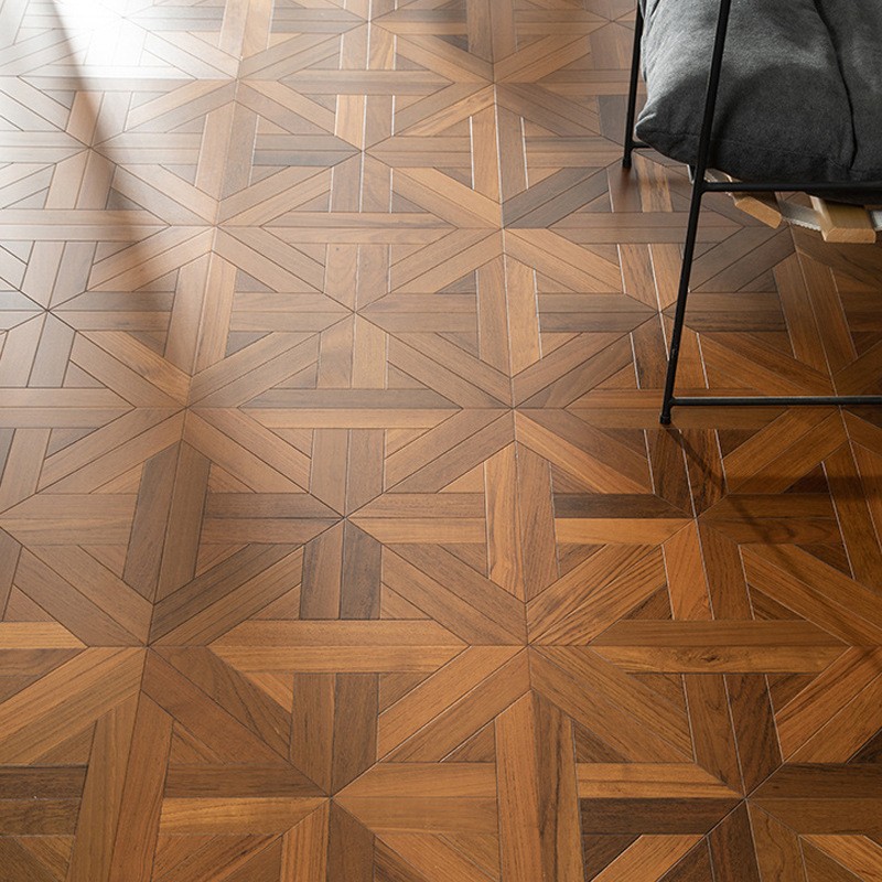 柚木拼花地板老上海咖啡馆民宿复古多层实木拼花地板15mm柚木拼花