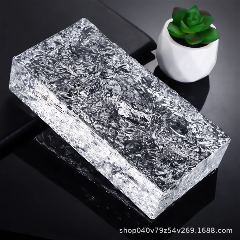 Ladrillo de vidrio, ladrillo de cristal, pared de partición, pantalla de ladrillo translúcido ultra blanco, pared de vidrio hueco sólido de color transparente para baño