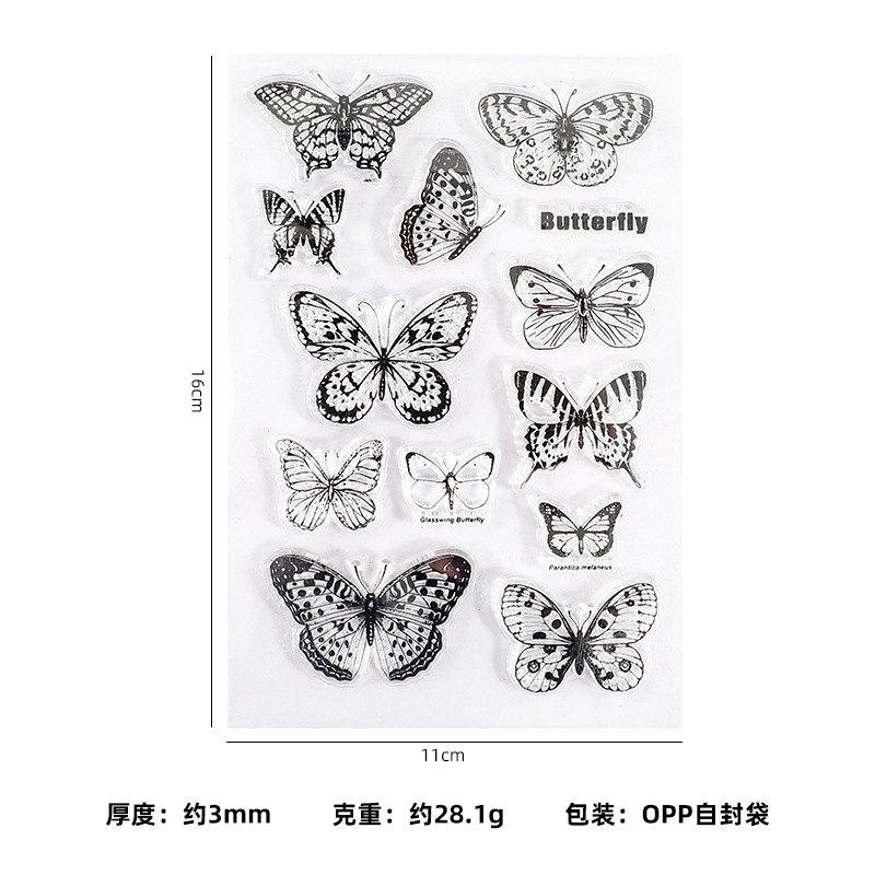 16 diario sello de silicona transparente vintage planta diario decorativo sello de goma planta verde arreglo floral sello Collage