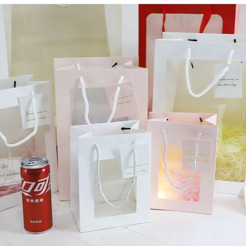 Window Bags in Stock, Transparent Window Bags, Creative Gift Paper Bags, Flower Bouquet Packaging Bags, Hand-Held Wedding Gift Bags Window Bags in Stock, Transparent Window Bags, Creative Gift Paper Bags, Flower Bouquet Packaging Bags, Hand-Held Wedding Gift Bags
