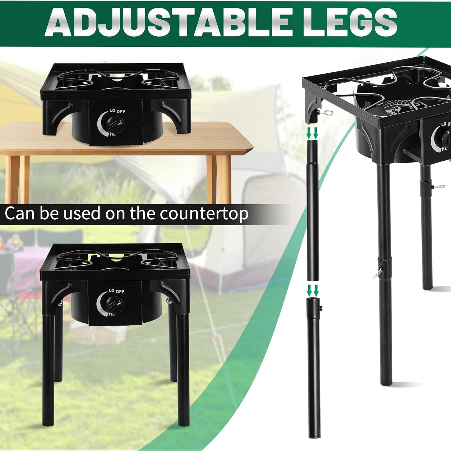 Camping transfronterizo al aire libre estufa única portátil estufa de hierro fundido horno de barbacoa de patio olla de cocina de campamento ángulo estufa de gas de acero