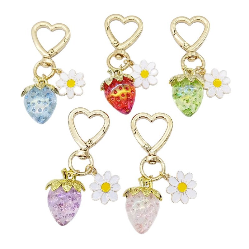 European and American Cross-Border Artificial Fruit Strawberry Keychain Ins Creative Daisy Cherry Backpack Heart Pendant European and American Cross-Border Artificial Fruit Strawberry Keychain Ins Creative Daisy Cherry Backpack Heart Pendant
