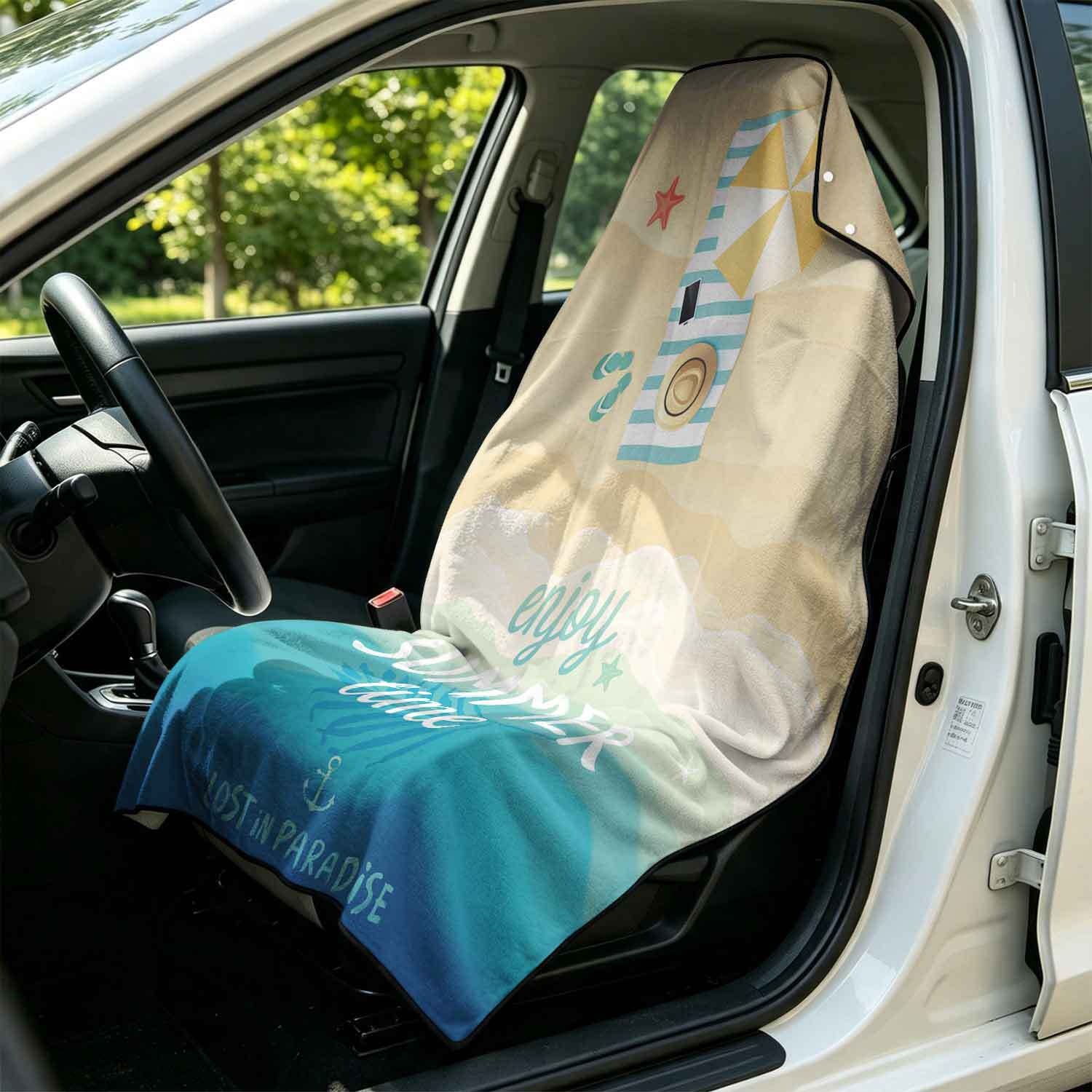 Summer bath towel and car seat cover 2-in-1, ultra-fine fiber outdoor beach and car dual-use universal seat cushion