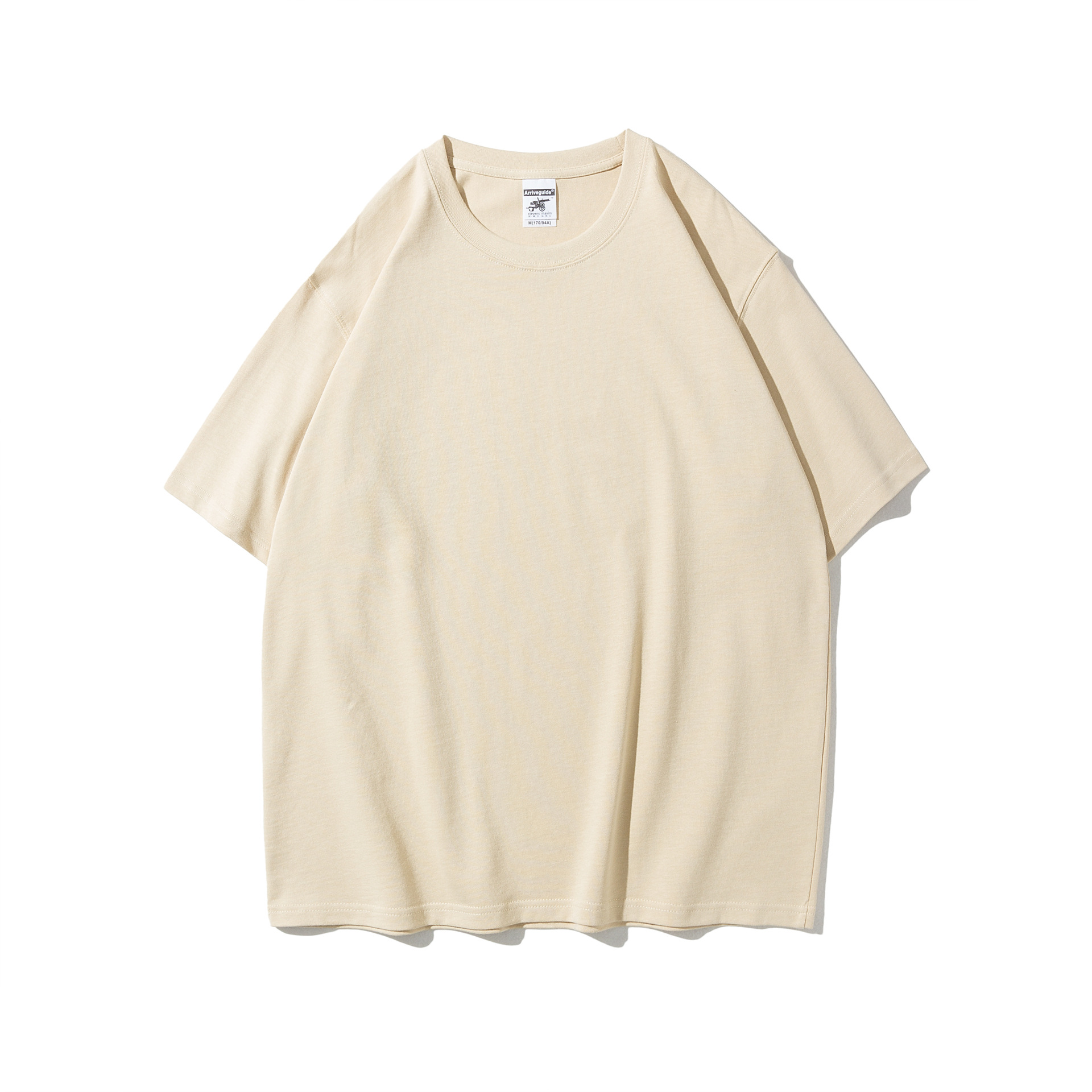 メンズ夏のAG280gマーク沁男士重ポンド丸襟tシャツ純綿純色潮男半袖男プリントt