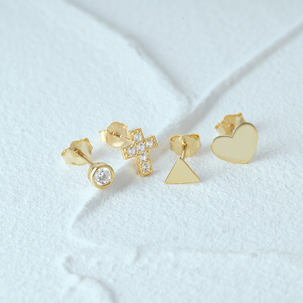 3g Weight Ear Studs Classification 1 Set Quantity Daily Occasion 925 Sterling Silver Material Star, Butterfly Pattern Women's Gender Plating Design Simple Style Style 1 Set 925 Sterling Silver Star Butterfly Ear Studs 63