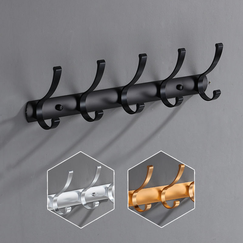 Percha de aluminio espacial percha de ropa negra percha sólida percha sala de estar percha de ropa fila gancho colgador de pared gancho de baño