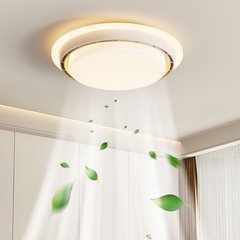 国境を越えた無葉ファンランプシンプル現代北欧部屋寝室ランプレストラン家庭用円形無葉ファンランプ