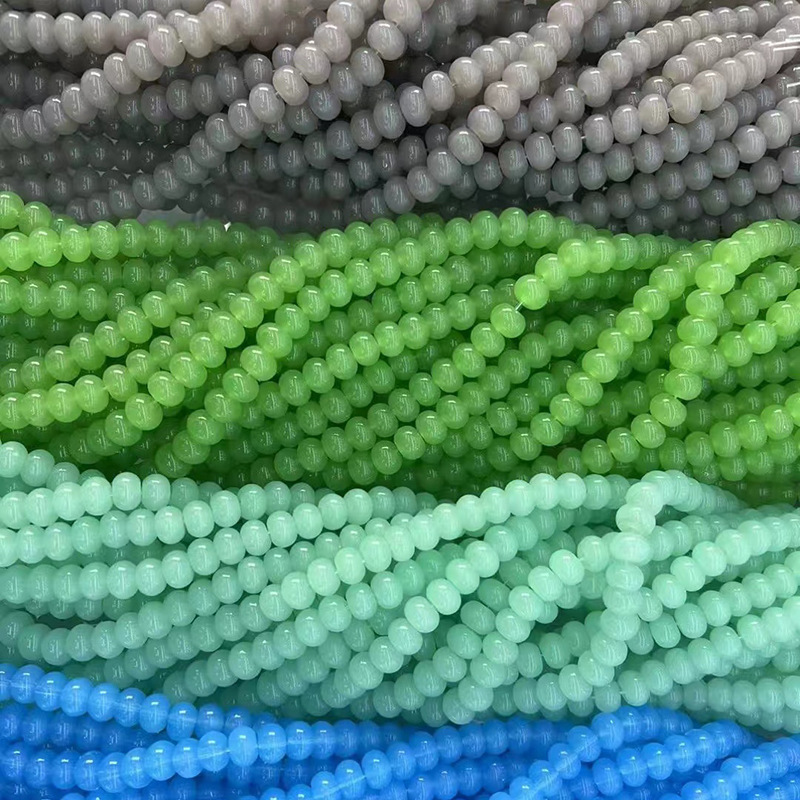 12x 16 oblate vertical hole imitation jade glass beads DIY jewelry accessories smooth flat oval through hole light beads