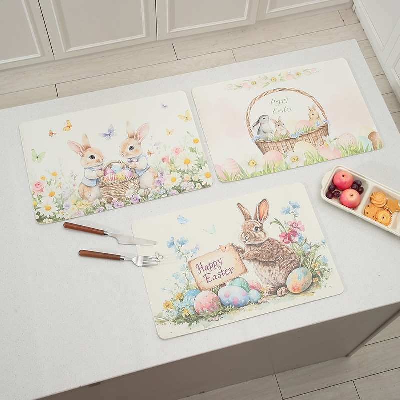 Cross-Border Easter Peter Rabbit Placemat Cross-Border Garden Peter Rabbit Table Mat Waterproof Anti-Fouling Insulation Mat Ready for Sale