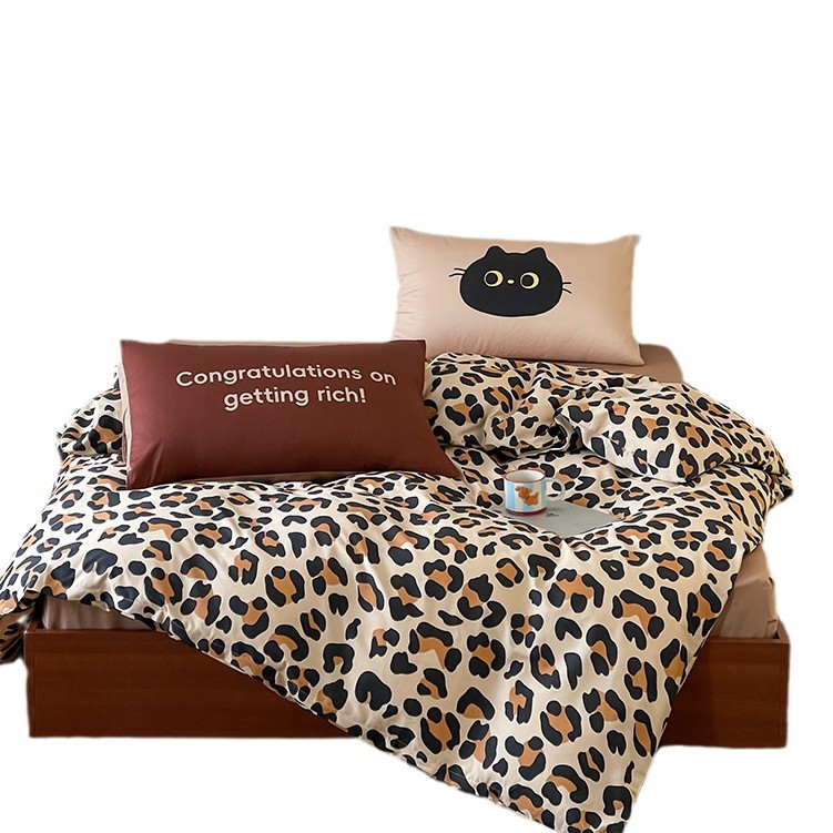 INS-style Mixed Cartoon All-cotton Four-piece Set, Cute Korean-style Pure Cotton Bed Sheet And Duvet Cover For 1.5m/1.8m_voghion.com