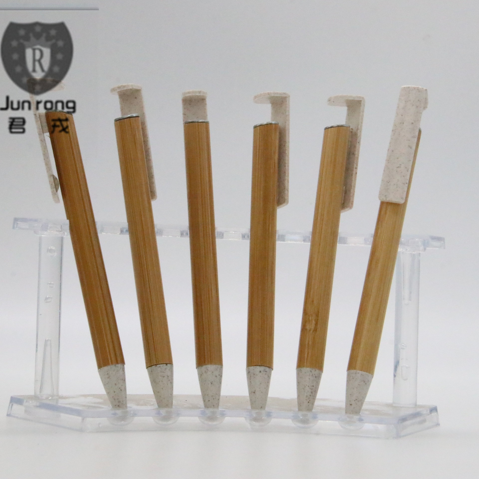 Soporte para teléfono móvil pluma de bambú láser LOGO dos-en-uno multifuncional Bolígrafo Prensa logotipo imprimible