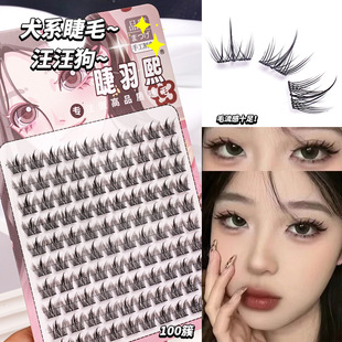 Dog Style False Eyelashes, Natural Style, Mom Style Upper Eyelashes, Single Cluster, Large Capacity, Round Eye Dog Eyelashes, Wholesale Flat