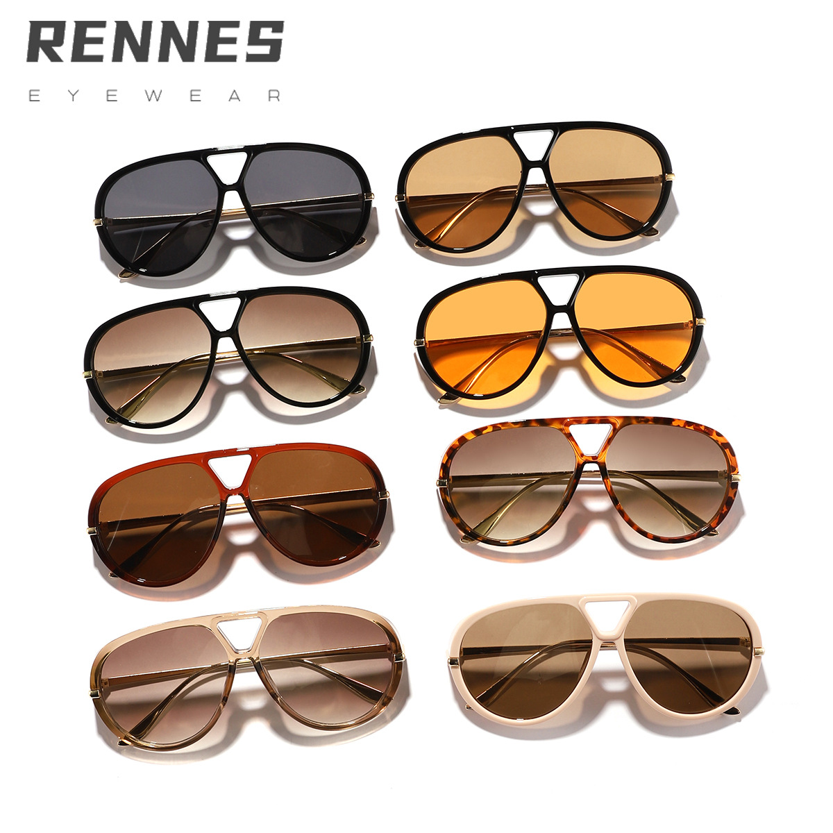 Gafas de sol clásicas de doble viga con montura grande retro europeas y americanas, nuevo estilo de motocicleta, gafas de sol esenciales para viajes diarios