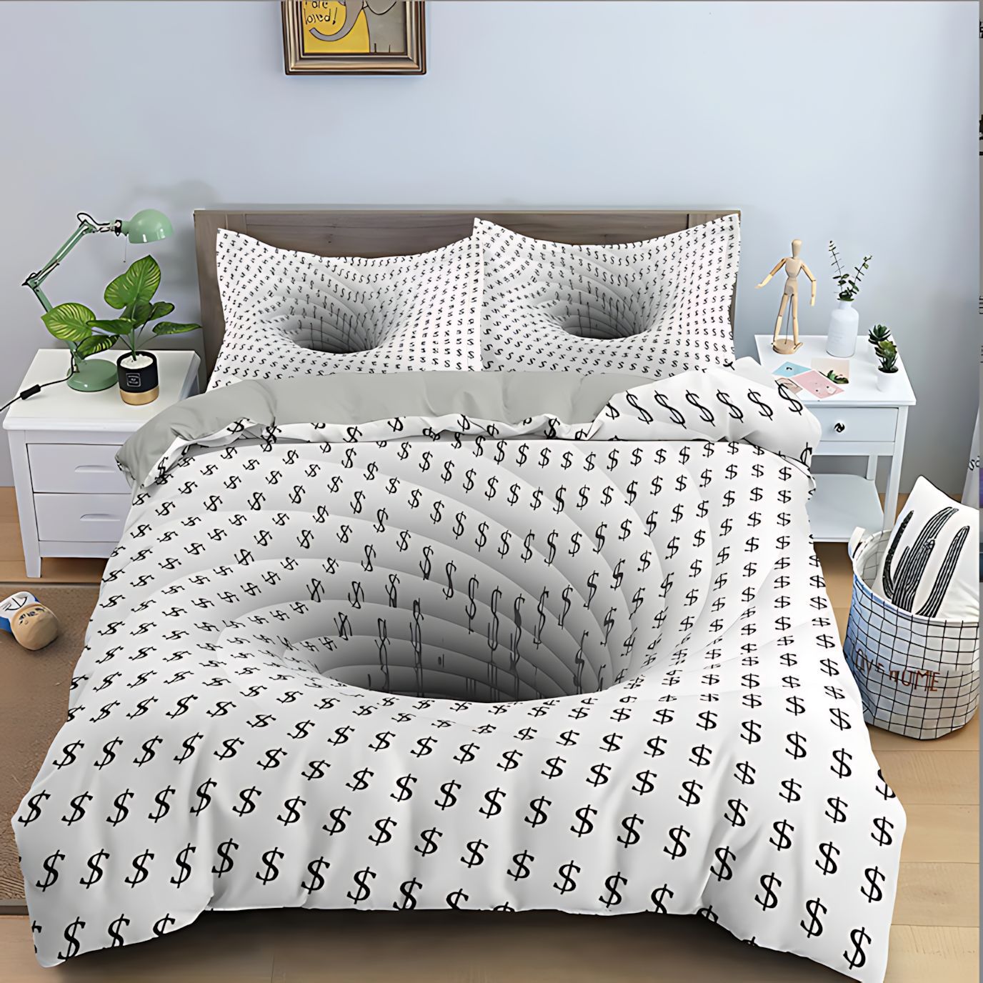 TEMU / JIT Abstract 3D Digital Printed Colchón Colchón Kit de ropa de cama para dibujar