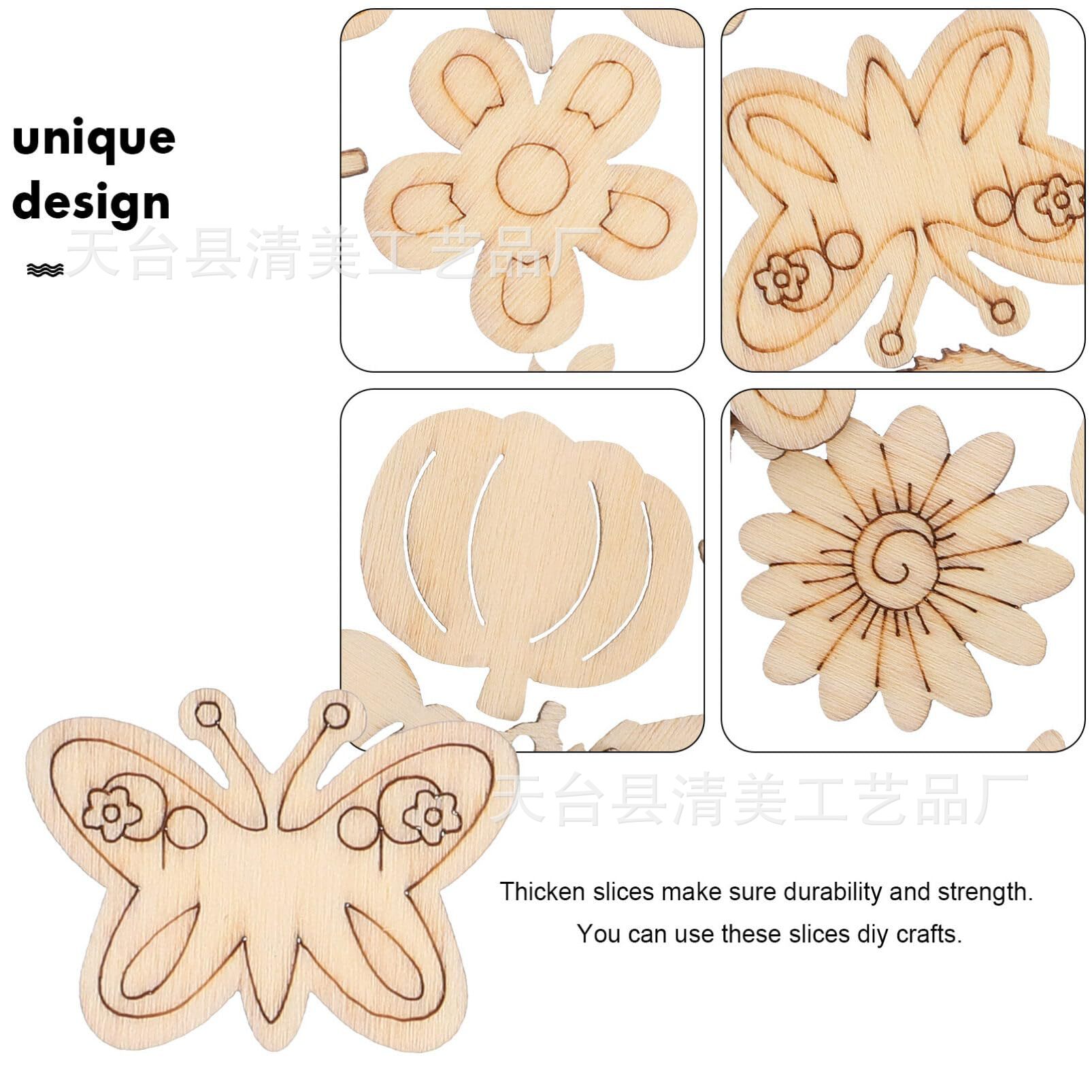 3cm fiesta de Navidad adornos de madera en blanco astillas de madera en bruto sin terminar decoraciones de madera