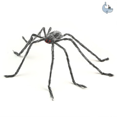 亞馬遜新款萬聖節白夾黑毛絨紅牙蜘蛛室外場地布置道具鬼屋裝飾