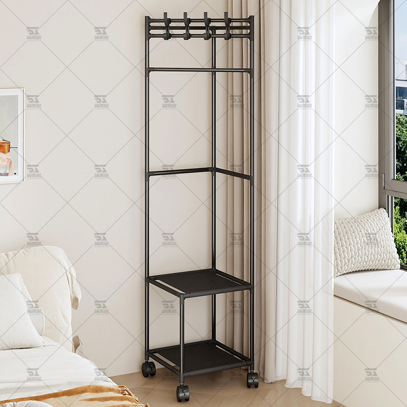 Perchero de esquina, estante de ropa de esquina para dormitorio, percha móvil de piso, estante de almacenamiento multifuncional para dormitorio