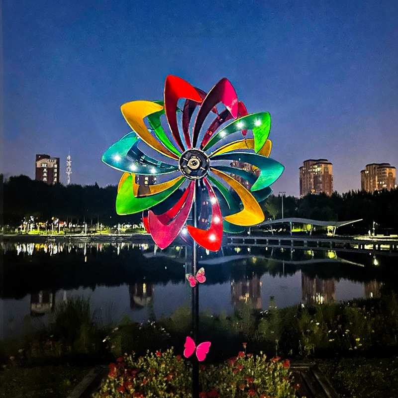 Вилла, красочные украшения, декоративная лампа для террасы, солнечная железная лампа, вращающаяся солнечная лампа для улицы, художественная модель, ветряная мельница, сад